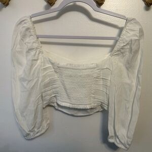 Aritzia White Puff Sleeve Blouse